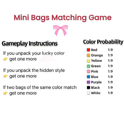 Mini bag matching game blind bag bundle assorted tiny fabric mini pouches with colored beads inside interactive surprise game gift pack aesthetic cute mini bag mystery grab bag party favor bulk gift set for girls kids birthday present assorted pastel small pouch lucky surprise bundle